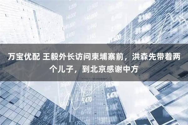 万宝优配 王毅外长访问柬埔寨前，洪森先带着两个儿子，到北京感谢中方