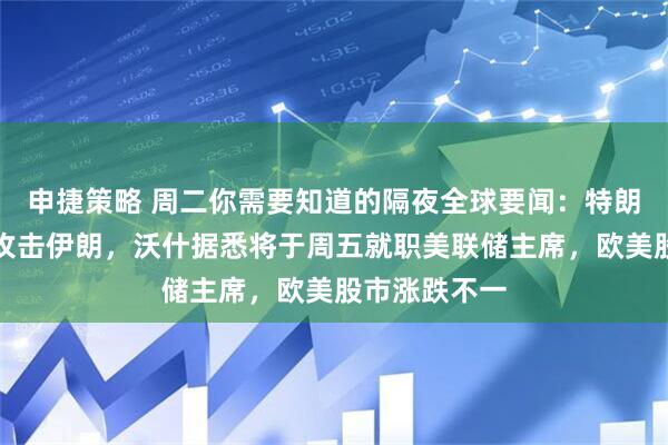 申捷策略 周二你需要知道的隔夜全球要闻：特朗普称将推迟攻击伊朗，沃什据悉将于周五就职美联储主席，欧美股市涨跌不一